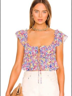 Sasha Crop Top in Blue FOR LOVE & LEMONS size XS